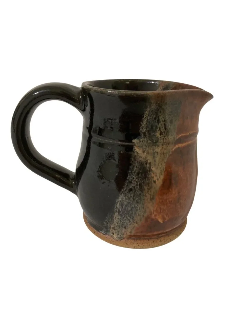 Art Pottery Handmade Pitcher Vase Creamer Black Gray Rust